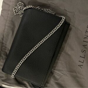 All Saints Black Leather Crossbody Bag